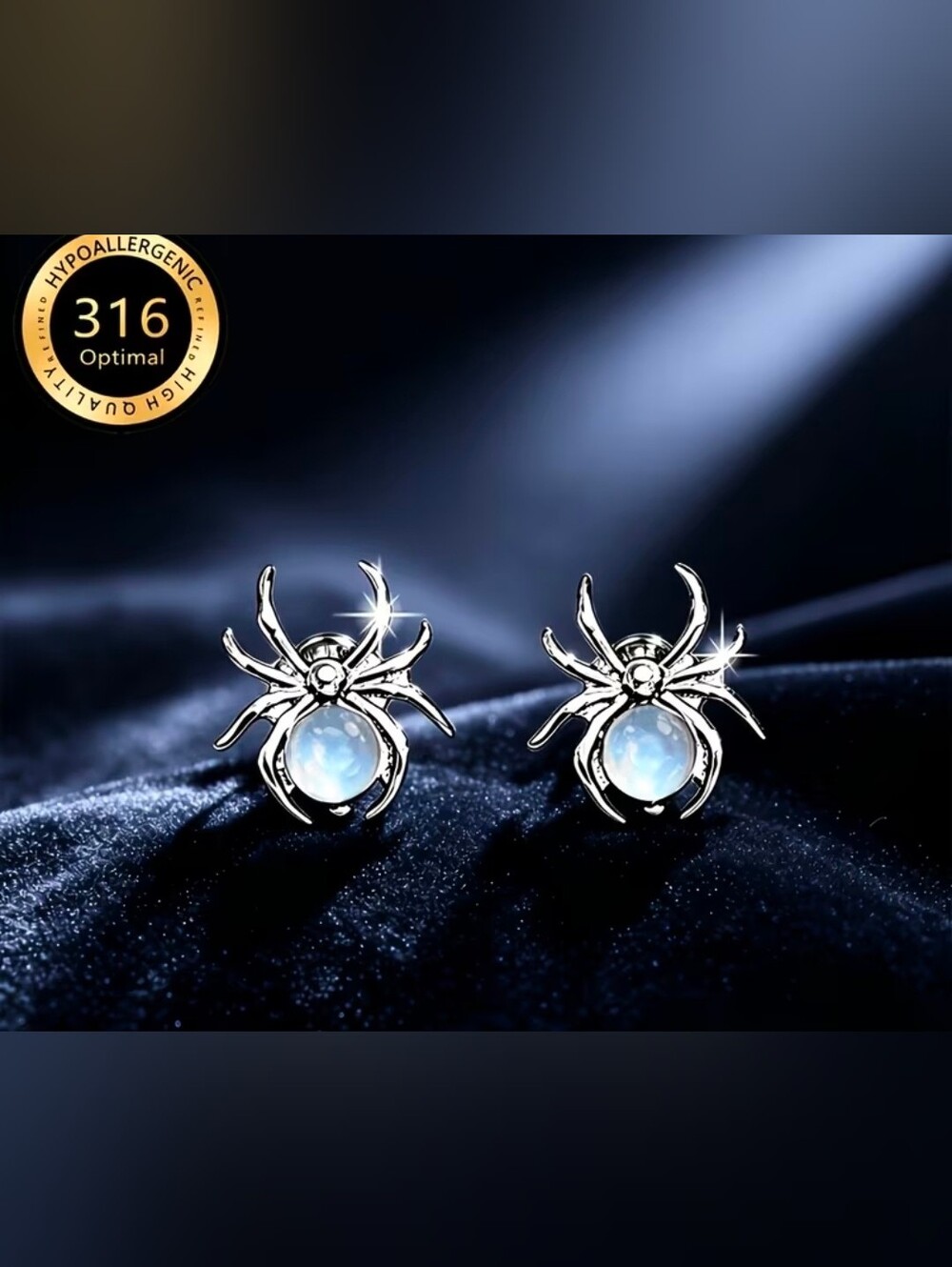 $8 Each Or Bundle 5/$20 Sterling Silver Spider Moonstone Stud Earrings